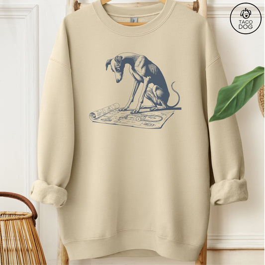 Italian Greyhound Whippet Iggy Vacuum Blueprint Sweatshirt Sand Taco-Dog