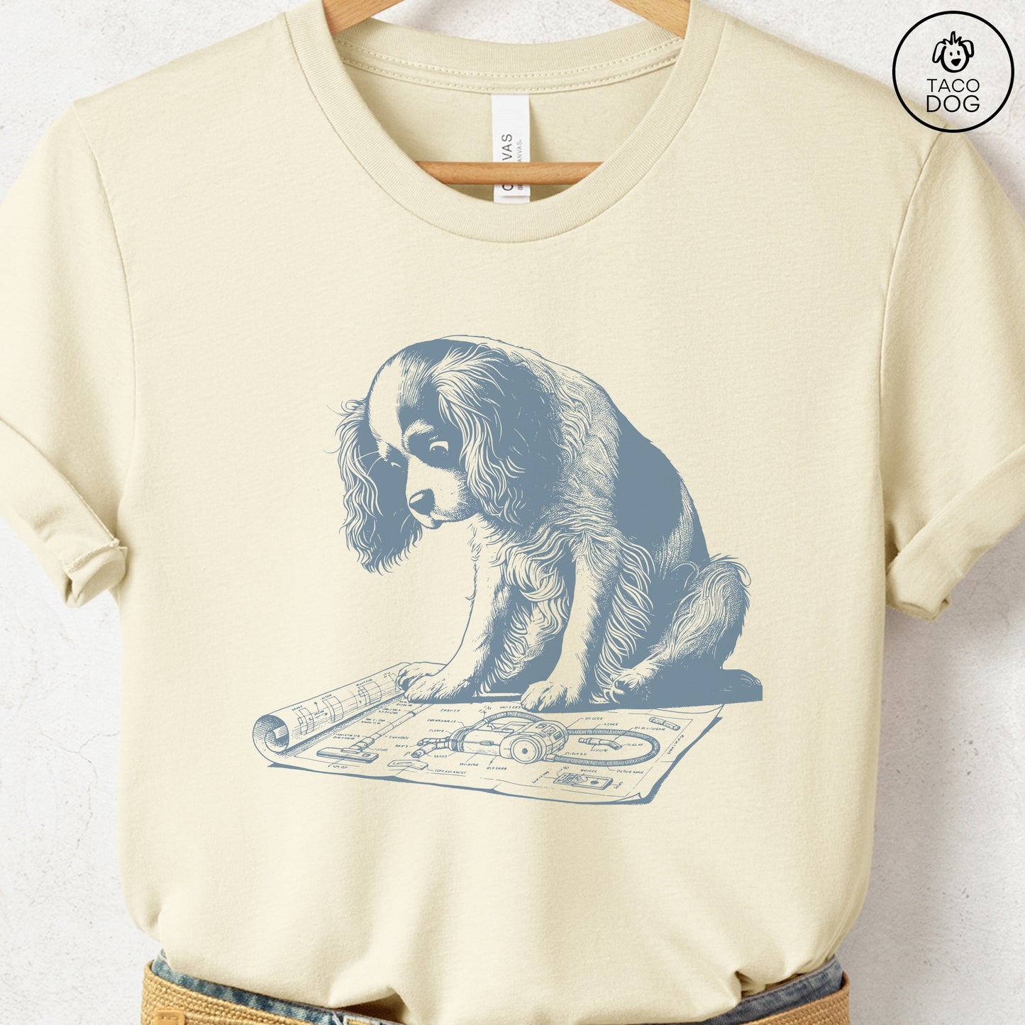 Cavalier King Charles Spaniel Vacuum Blueprint T-Shirt