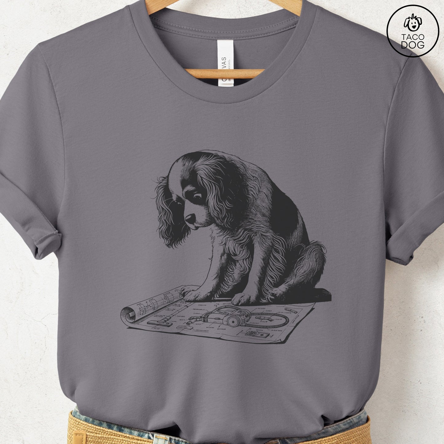 Cavalier King Charles Spaniel Vacuum Blueprint T-Shirt