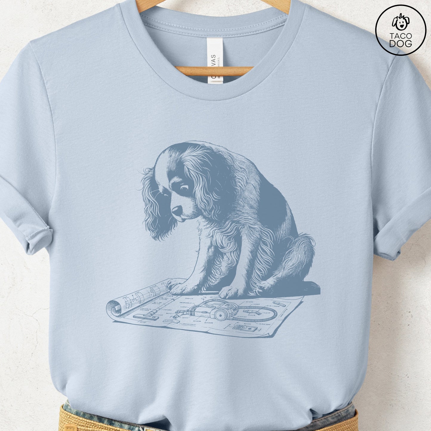 Cavalier King Charles Spaniel Vacuum Blueprint T-Shirt