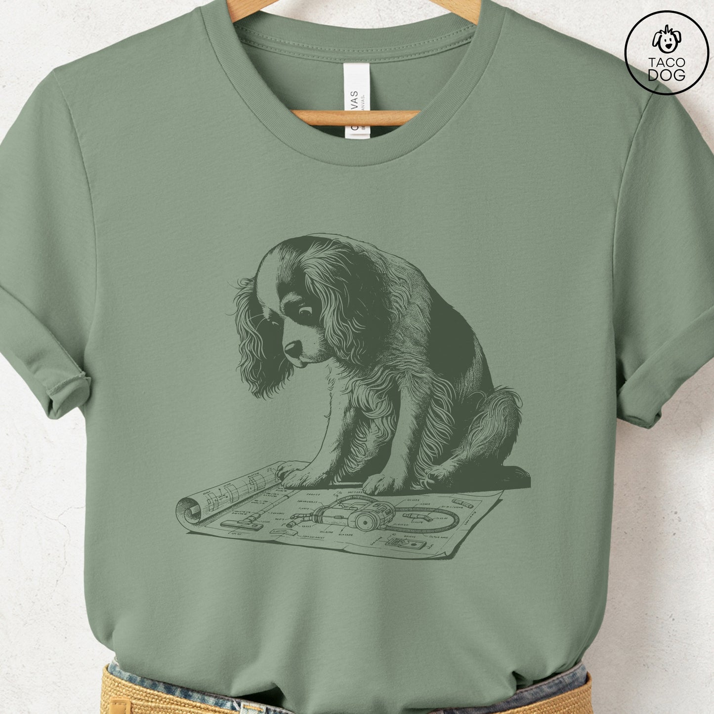 Cavalier King Charles Spaniel Vacuum Blueprint T-Shirt