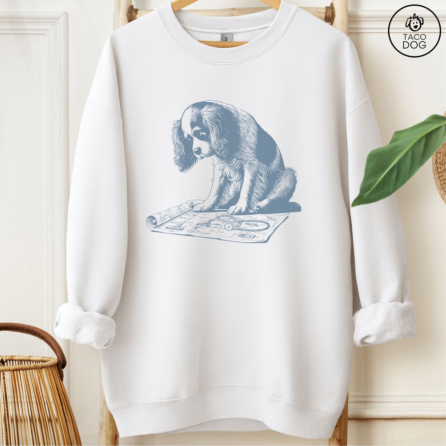Cavalier King Charles Spaniel Vacuum Blueprint Sweatshirt