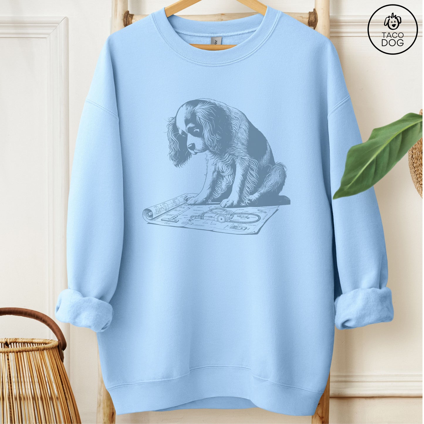 Cavalier King Charles Spaniel Vacuum Blueprint Sweatshirt