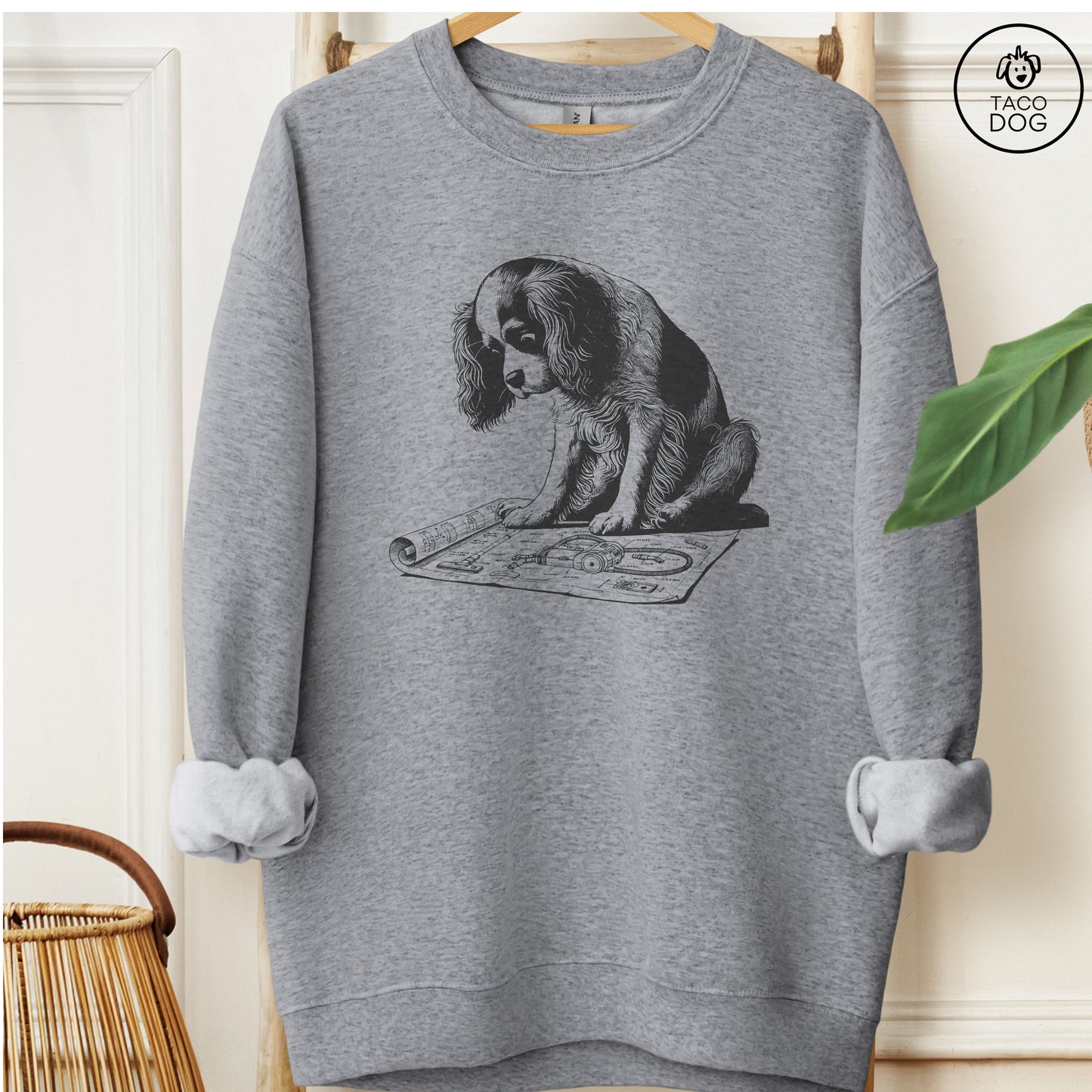 Cavalier King Charles Spaniel Vacuum Blueprint Sweatshirt
