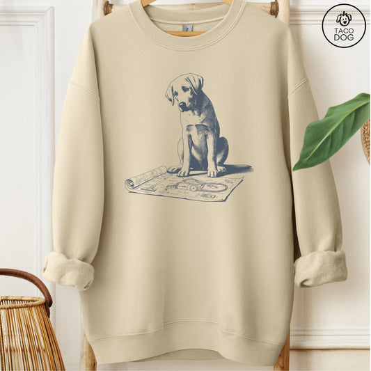Labrador Retriever Lab Vacuum Blueprint Sweatshirt Sand Taco-Dog