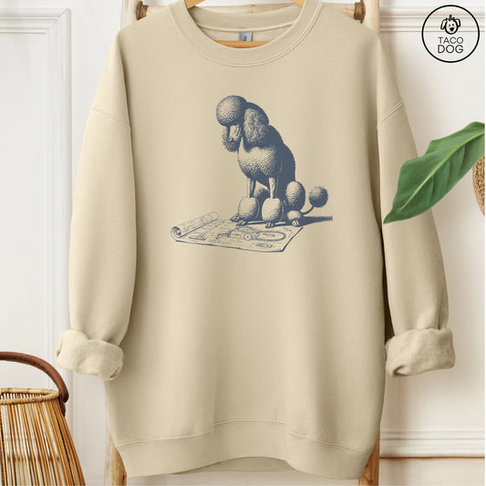 Poodle Vacuum Blueprint Sweatshirt Sand Taco-Dog