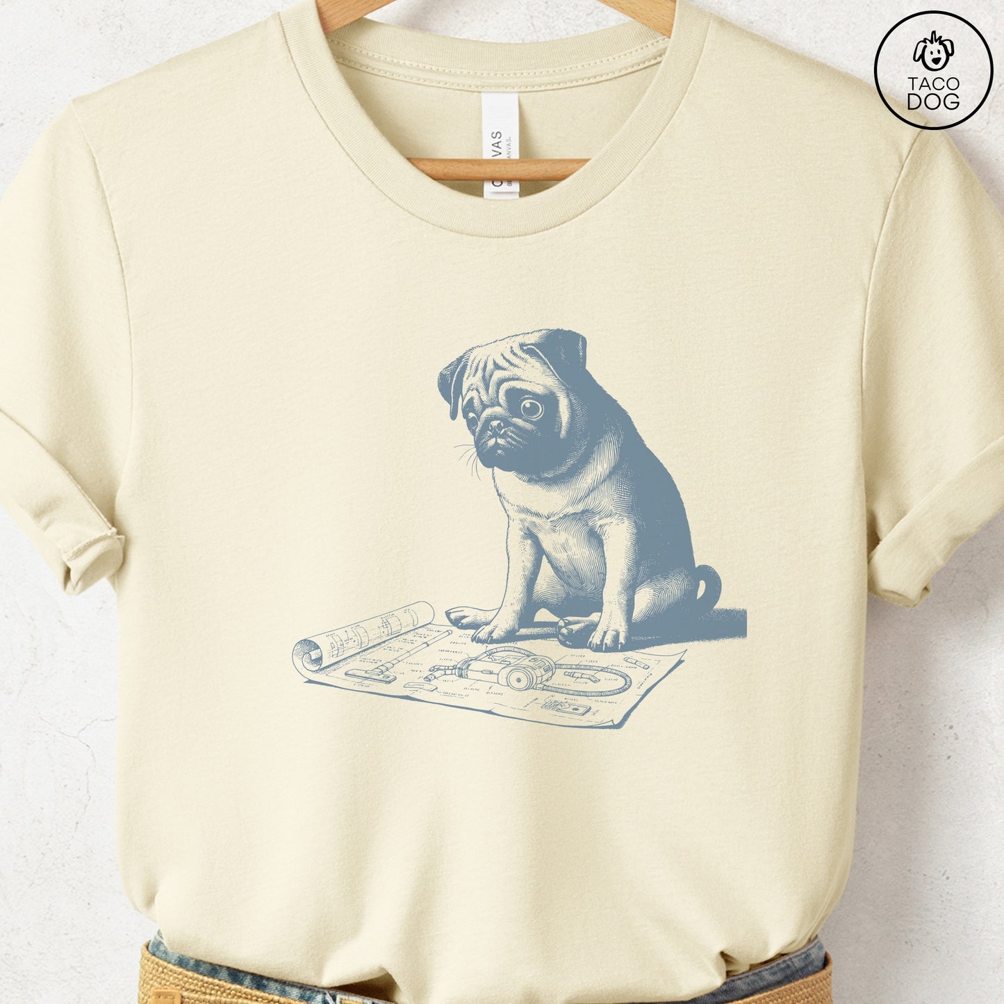 Pug Vacuum Blueprint T-Shirt