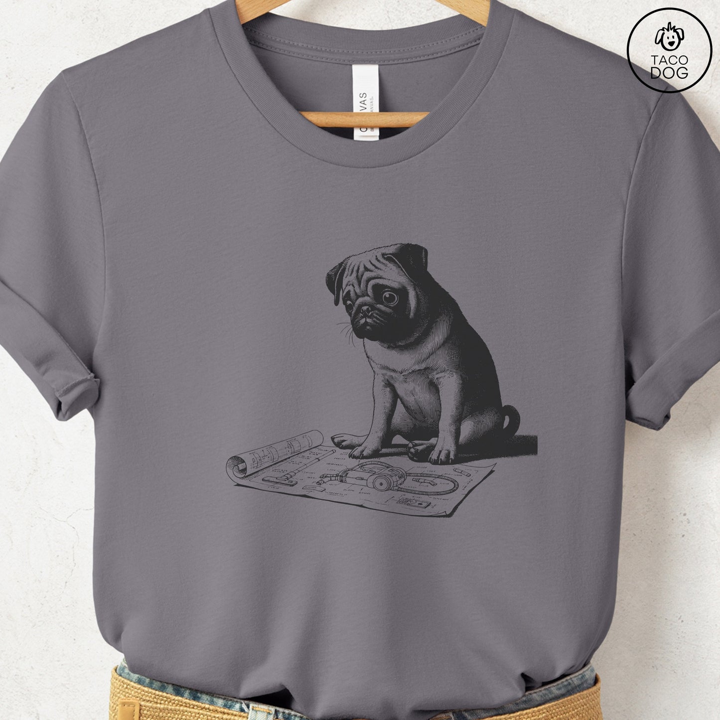 Pug Vacuum Blueprint T-Shirt