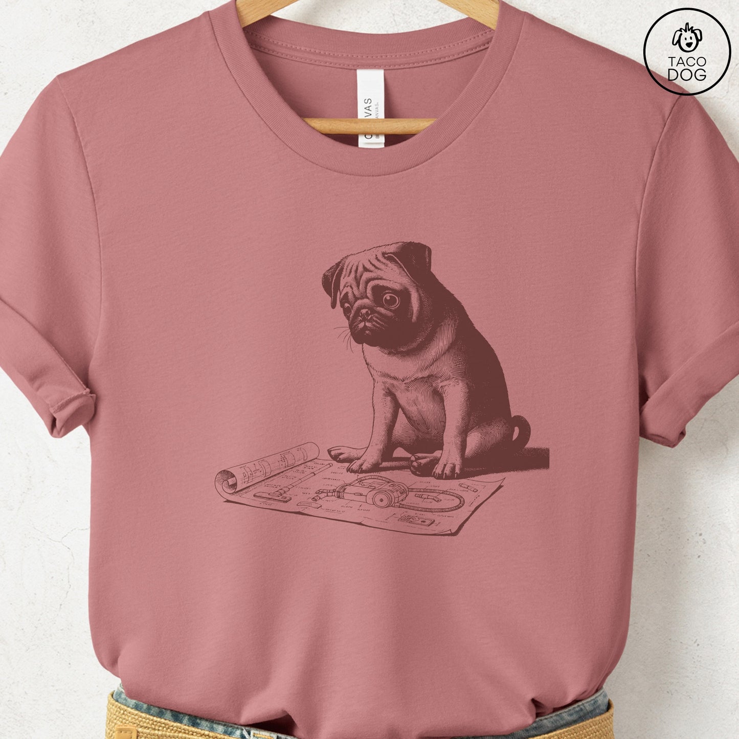 Pug Vacuum Blueprint T-Shirt