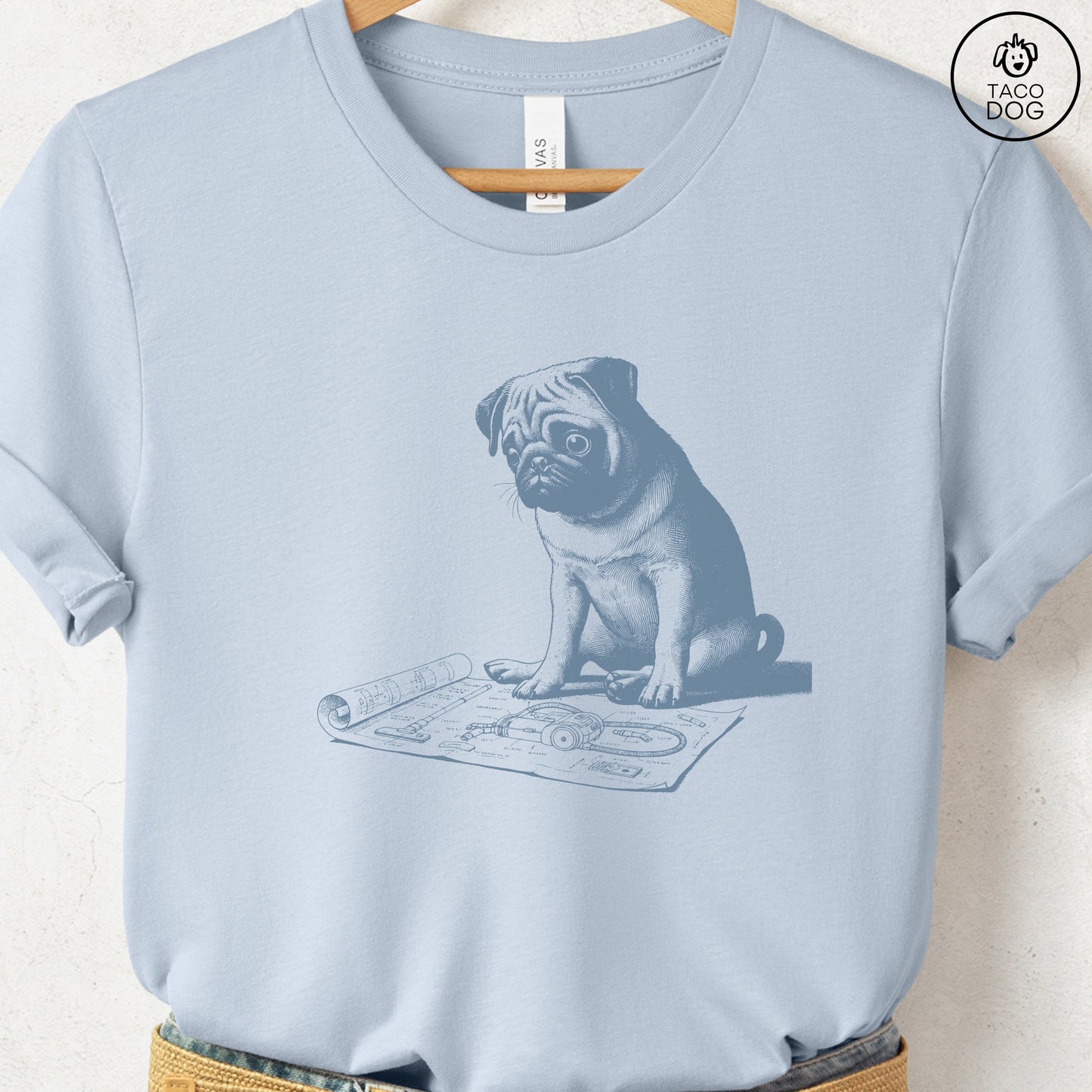Pug Vacuum Blueprint T-Shirt