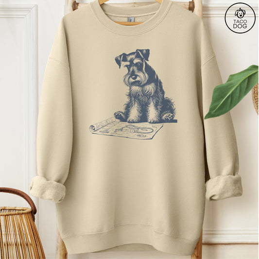 Schnauzer Vacuum Blueprint Sweatshirt Sand Taco-Dog