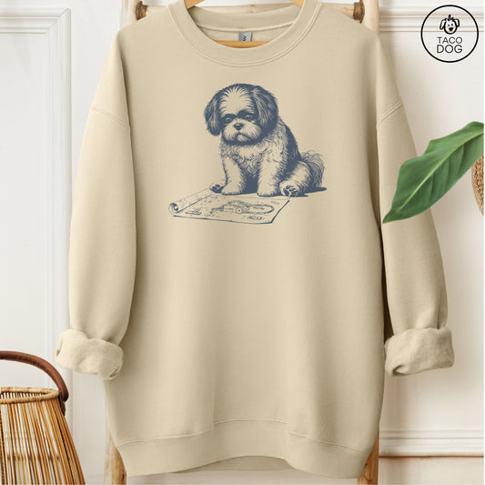 Shih Tzu Vacuum Blueprint Sweatshirt Sand Taco-Dog