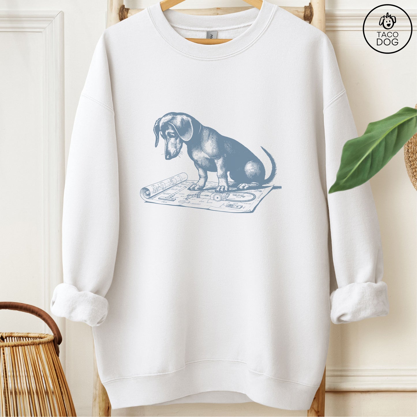 Dachshund Doxie Vacuum Blueprint Sweatshirt