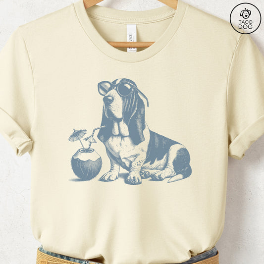 Basset Hound Vacation T-Shirt Natural Taco-Dog