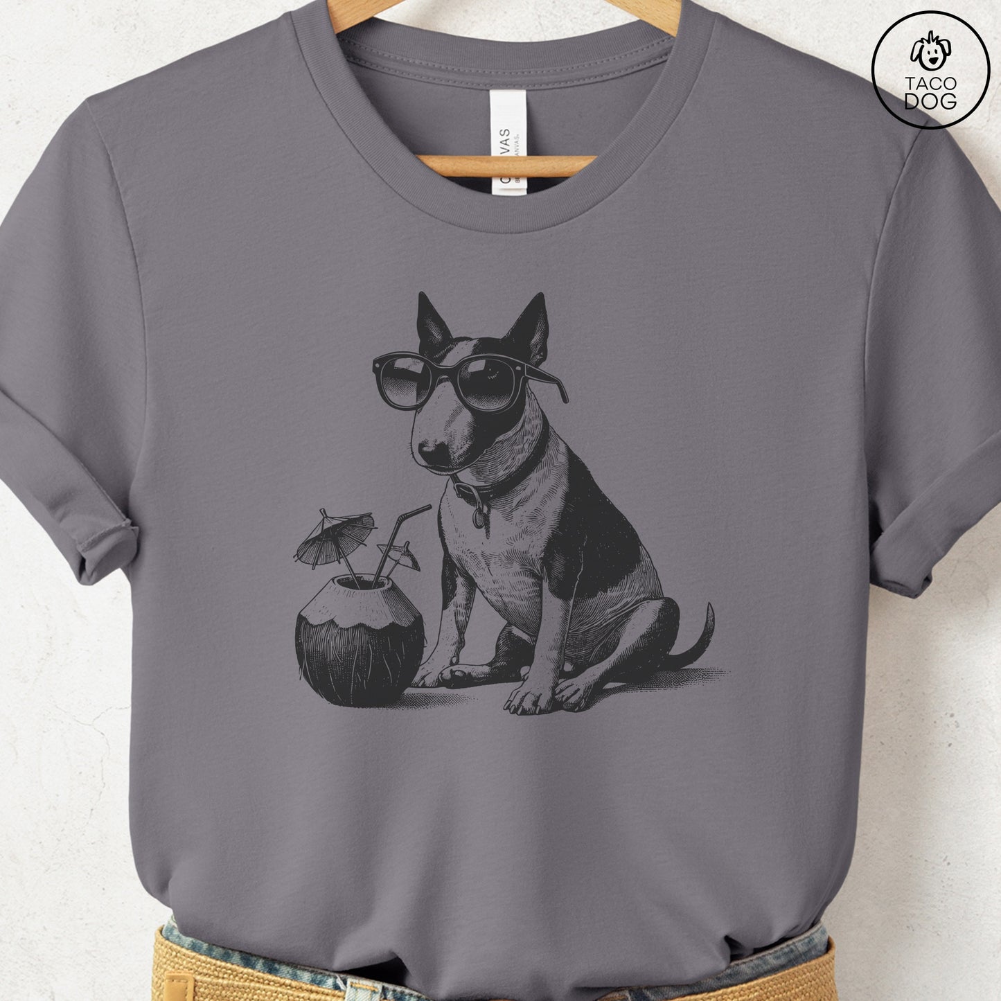 English Bull Terrier Vacation T-Shirt Storm Taco-Dog