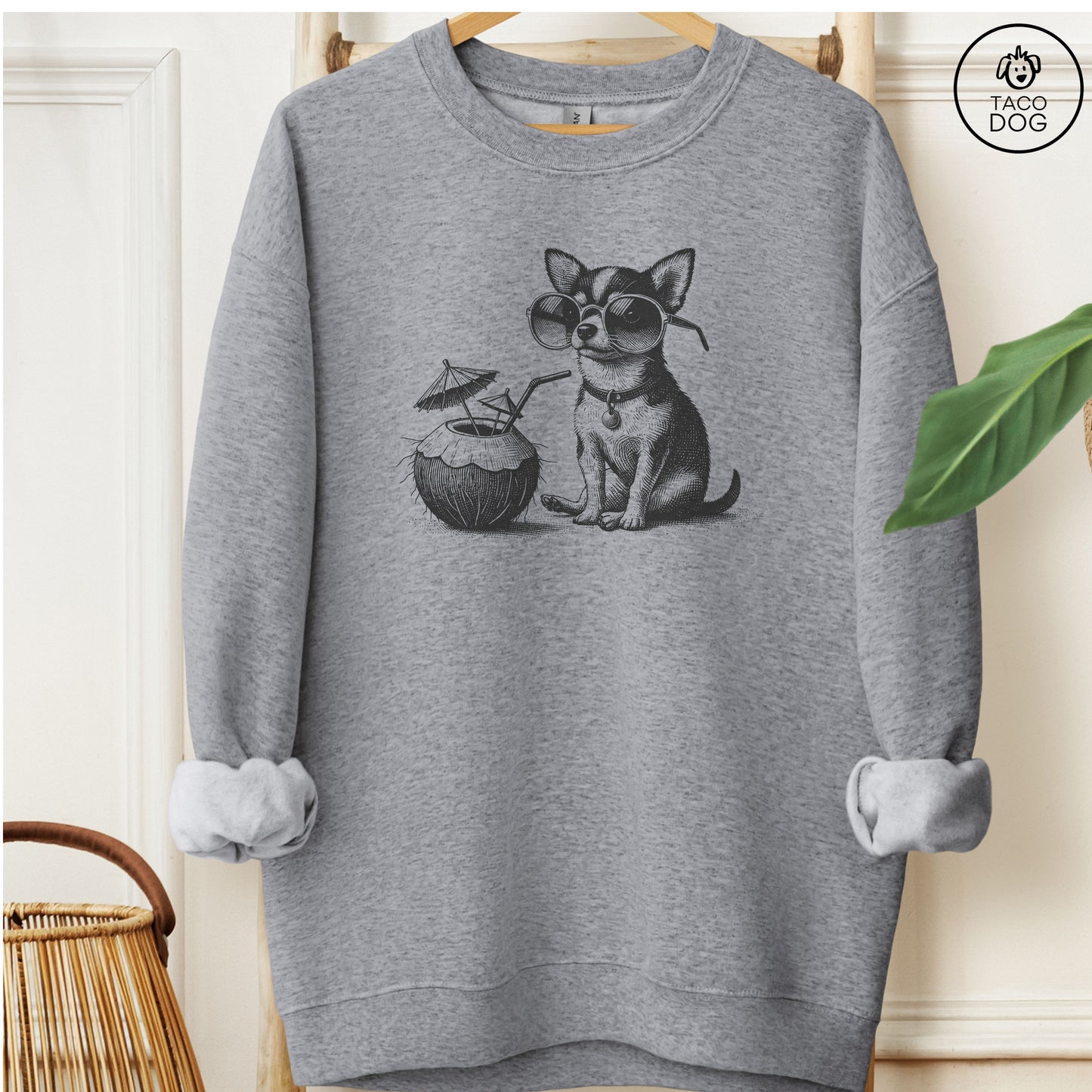 Chihuahua Vacation Sweatshirt Graphite Heather Taco-Dog