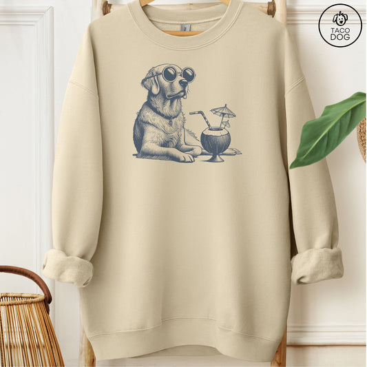 Golden Retriever Vacation Sweatshirt Sand Taco-Dog