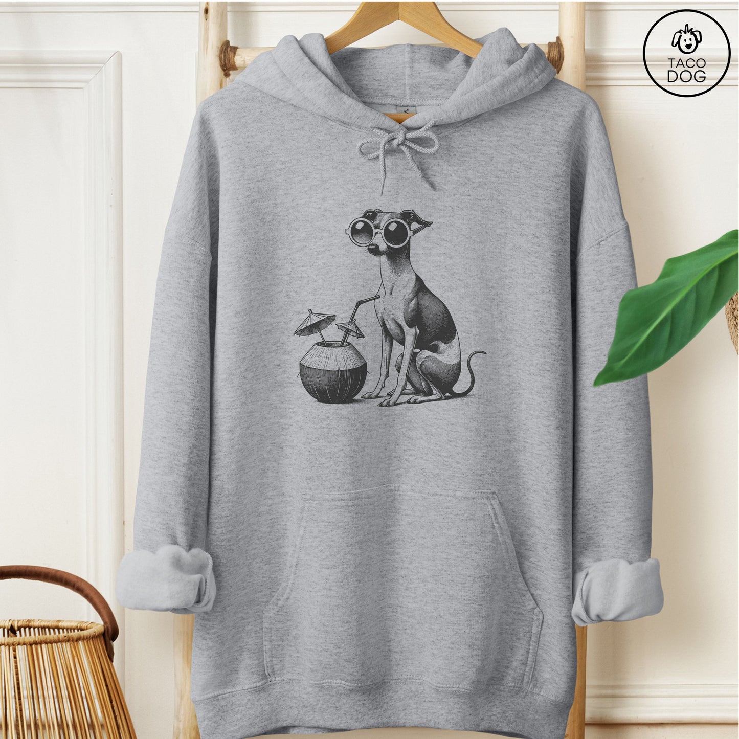 Italian Greyhound Whippet Vacation Hoodie Graphite Heather Taco-Dog