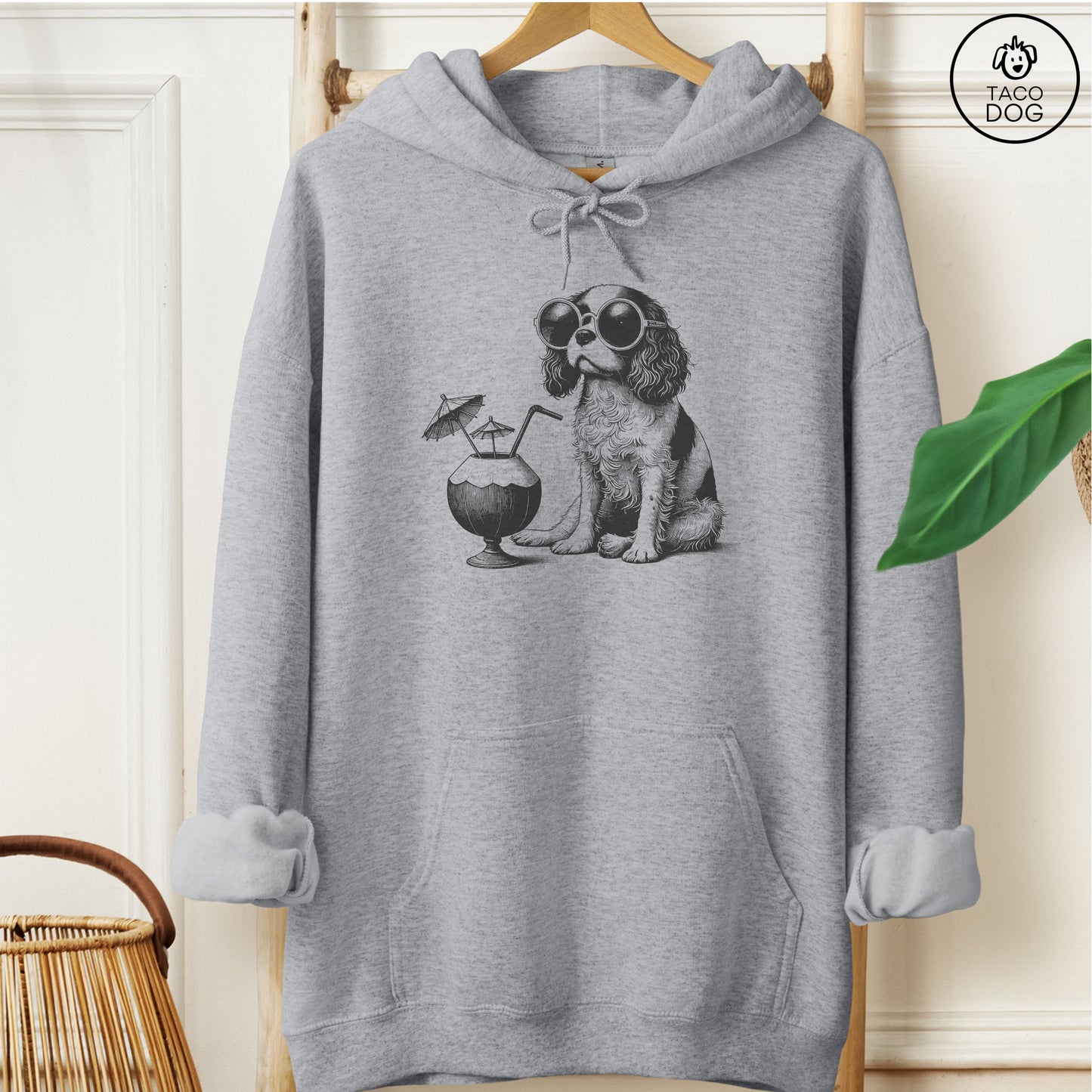 Cavalier King Charles Spaniel Vacation Hoodie Graphite Heather Taco-Dog