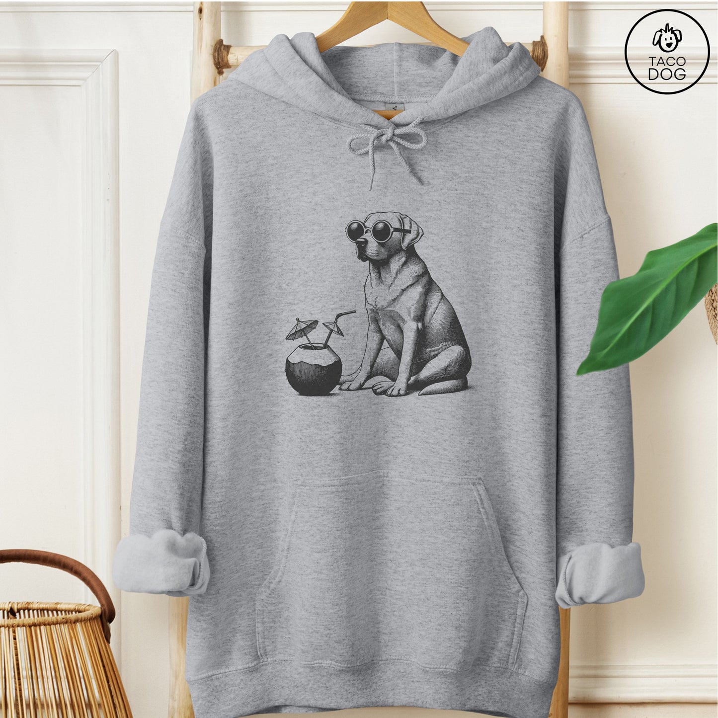 Labrador Retriever Lab Vacation Hoodie Graphite Heather Taco-Dog
