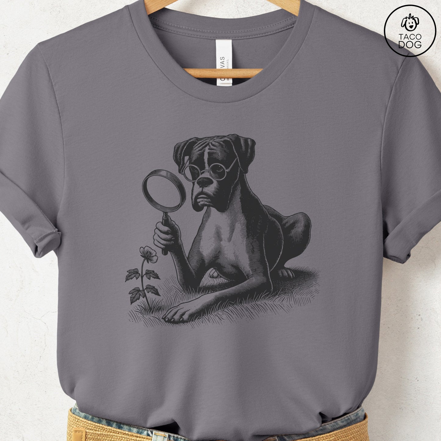 Boxer Dog Botanist Flower T-Shirt