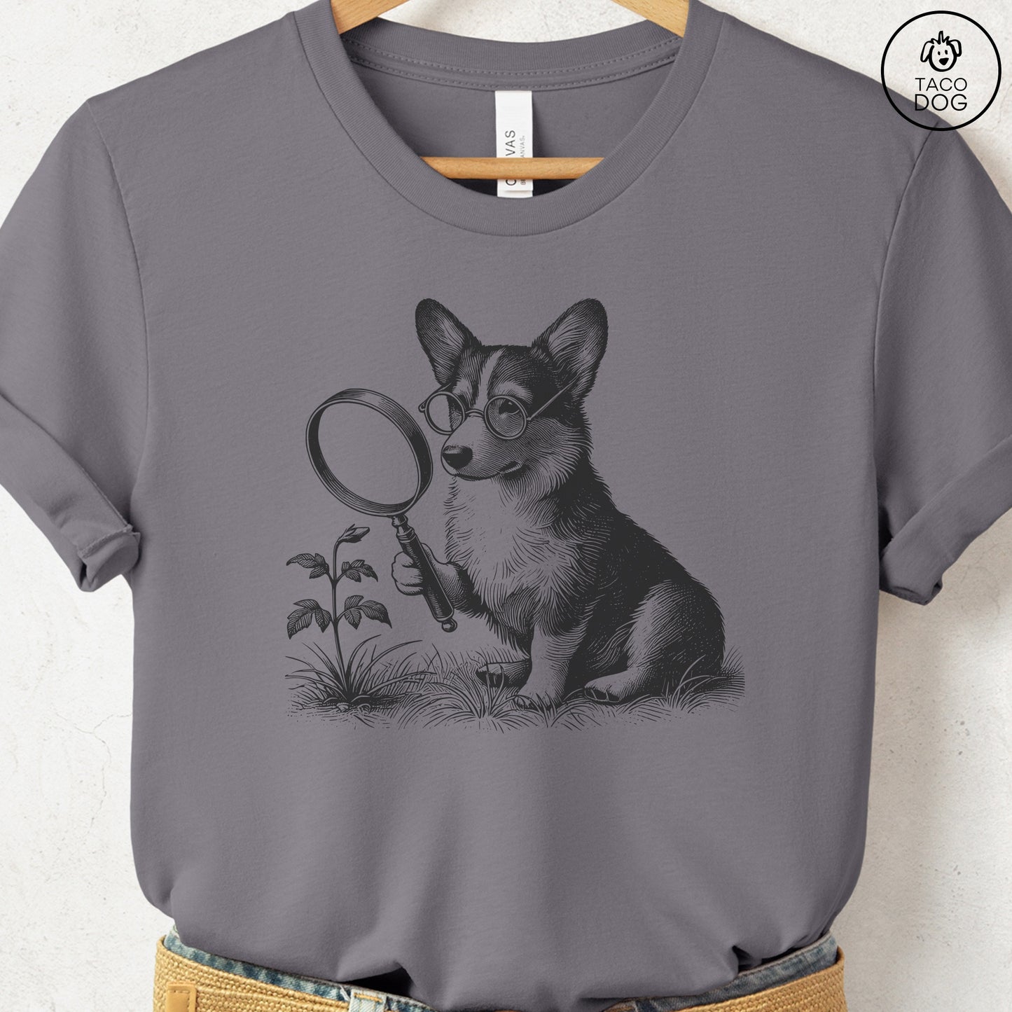 Corgi Botanist Flower T-Shirt