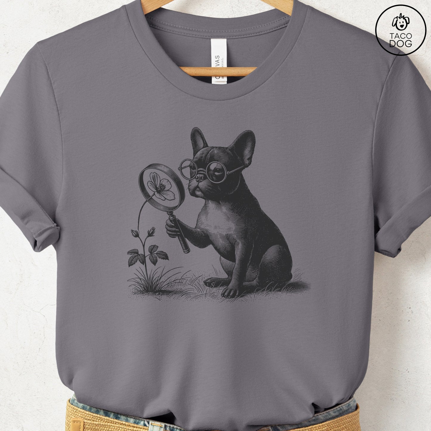 French Bulldog Frenchie Botanist Flower T-Shirt