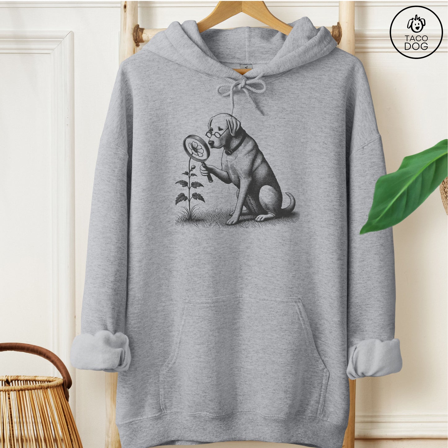 Labrador Retriever Lab Botanist Flower Hoodie Graphite Heather Taco-Dog