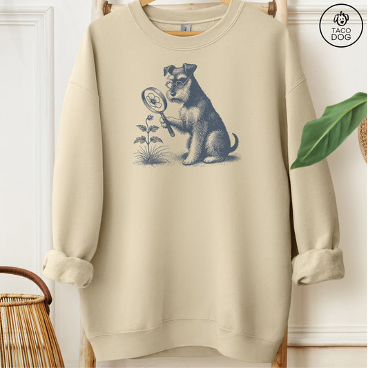 Schnauzer Botanist Flower Sweatshirt Sand Taco-Dog