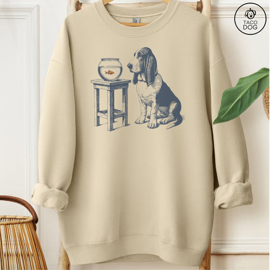 Basset Hound Goldfish Sweatshirt Sand Taco-Dog