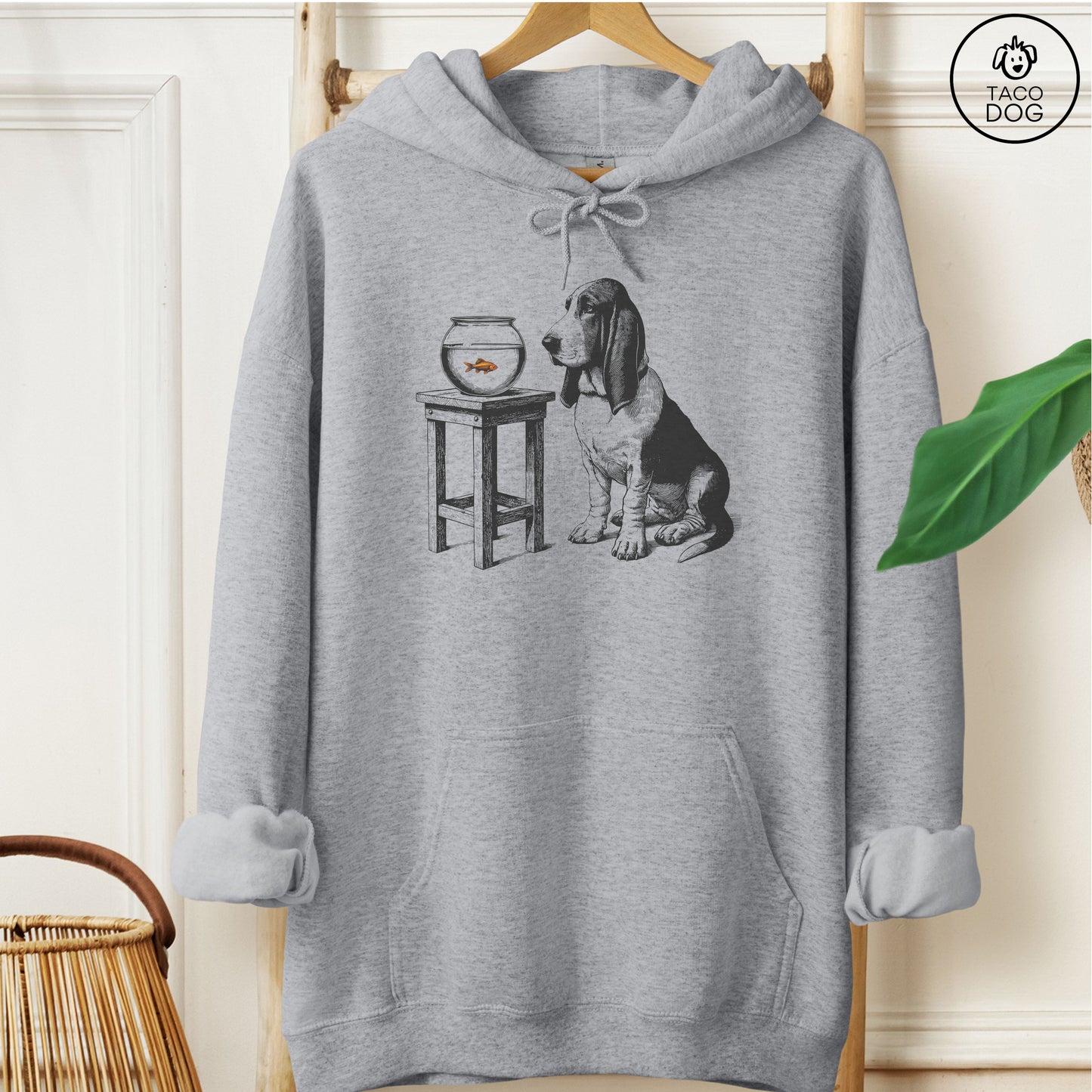 Basset Hound Goldfish Hoodie Graphite Heather Taco-Dog