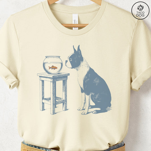 Boston Terrier Goldfish T-Shirt Natural Taco-Dog