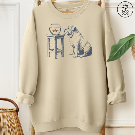 English Bulldog Goldfish Sweatshirt Sand Taco-Dog