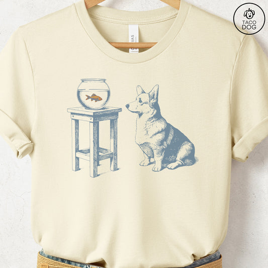 Corgi Goldfish T-Shirt Natural Taco-Dog