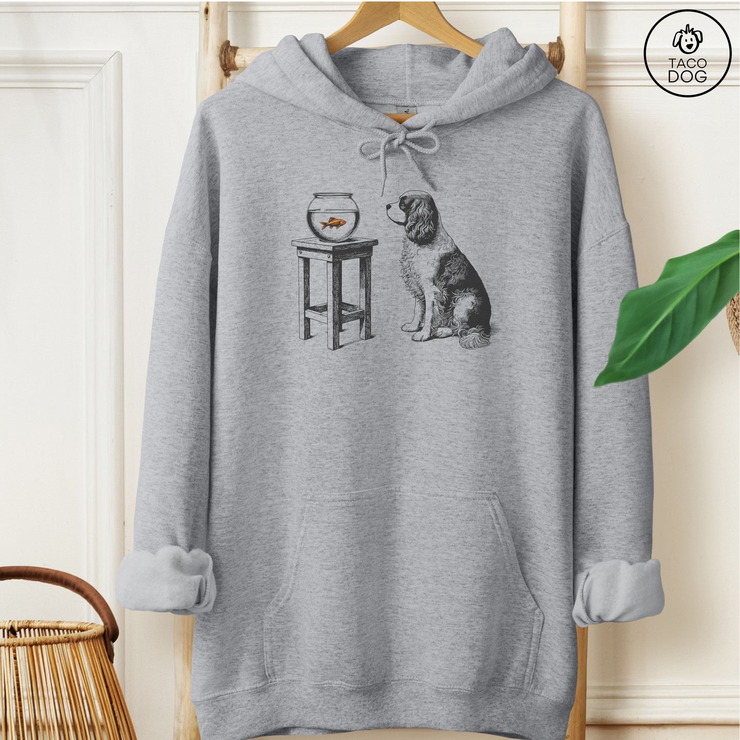 Cavalier King Charles Spaniel Goldfish Hoodie Graphite Heather Taco-Dog