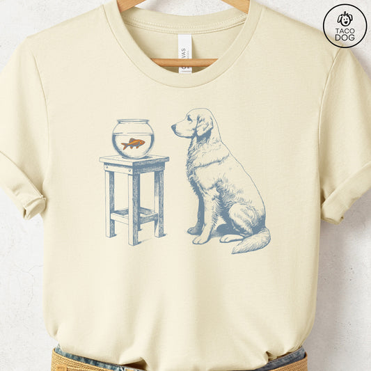 Labrador Retriever Lab Goldfish T-Shirt Natural Taco-Dog