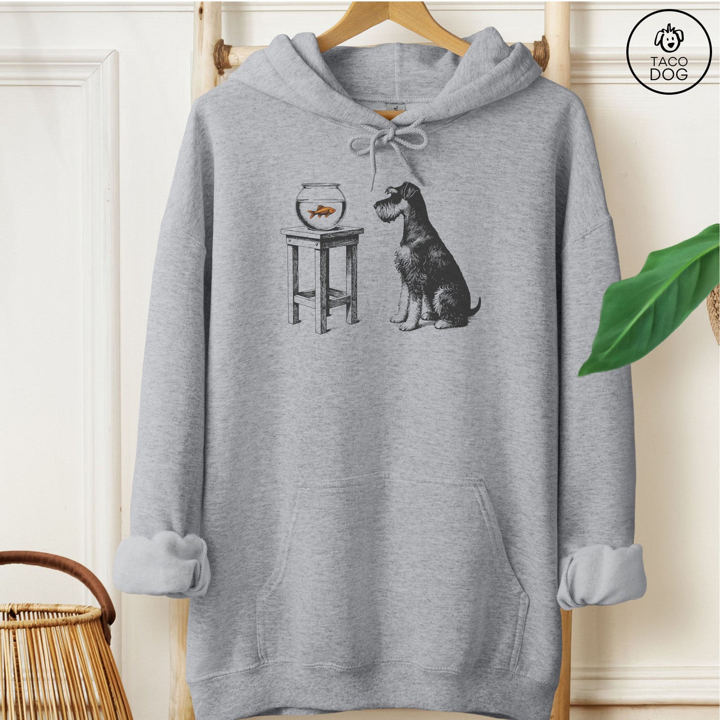 Schnauzer Goldfish Hoodie Graphite Heather Taco-Dog