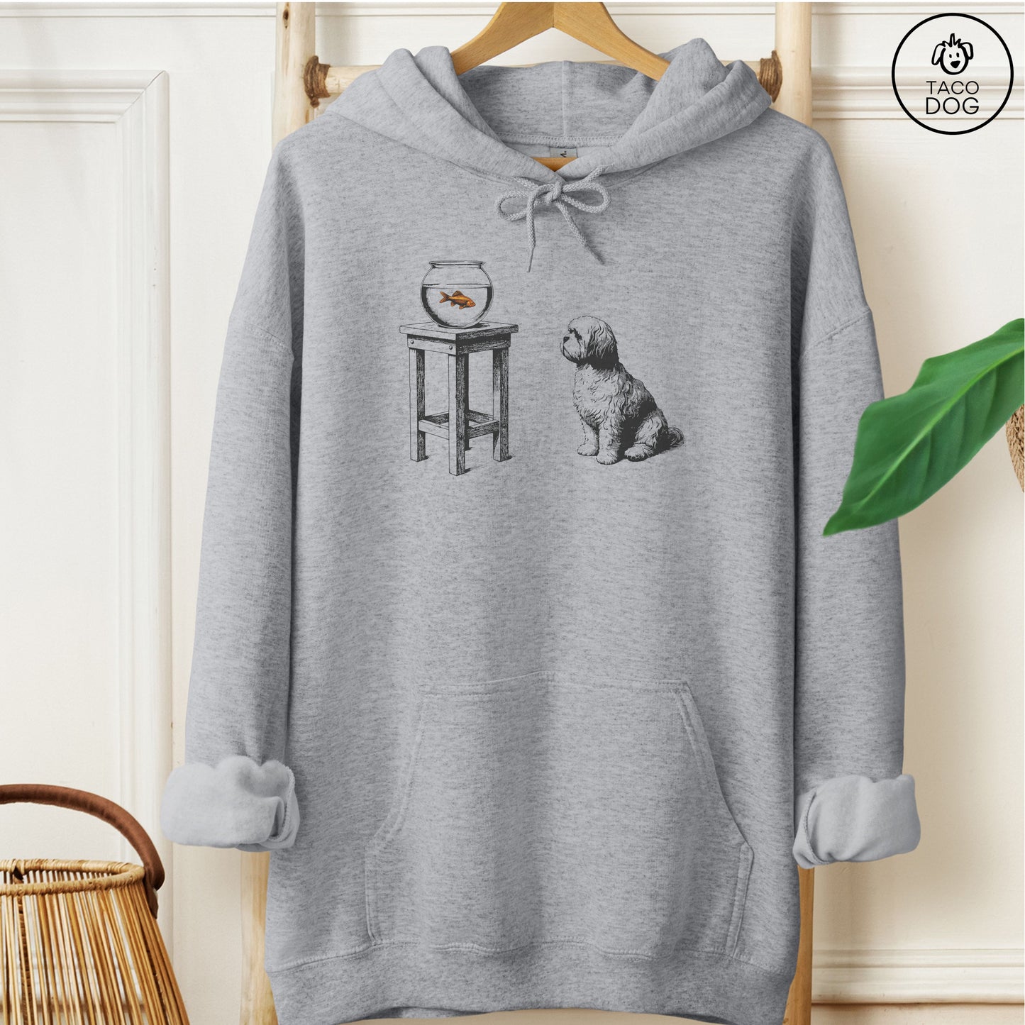 Shih Tzu Goldfish Hoodie Graphite Heather Taco-Dog