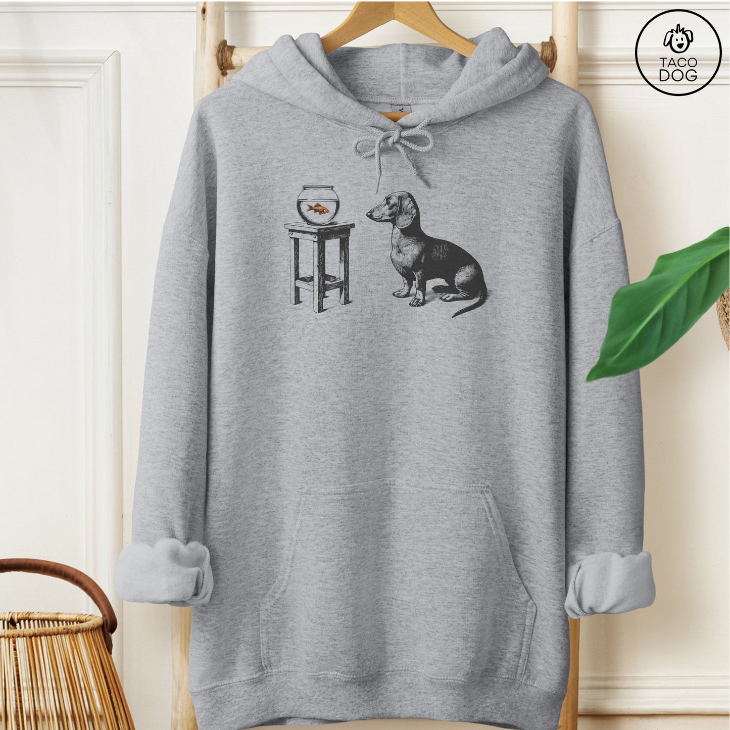 Dachshund Weenie Goldfish Hoodie Graphite Heather Taco-Dog