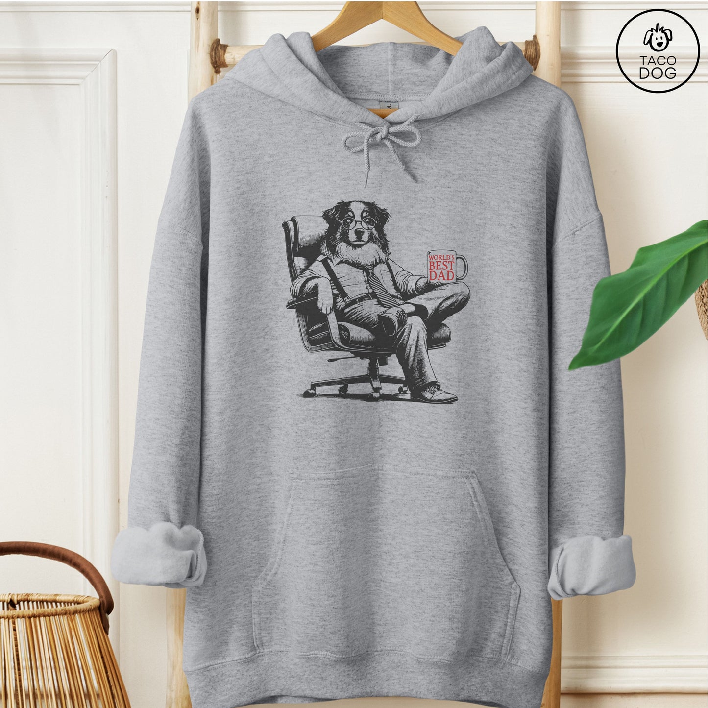 Australian Shepherd Aussie World's Best Dad Mug Hoodie Graphite Heather Taco-Dog