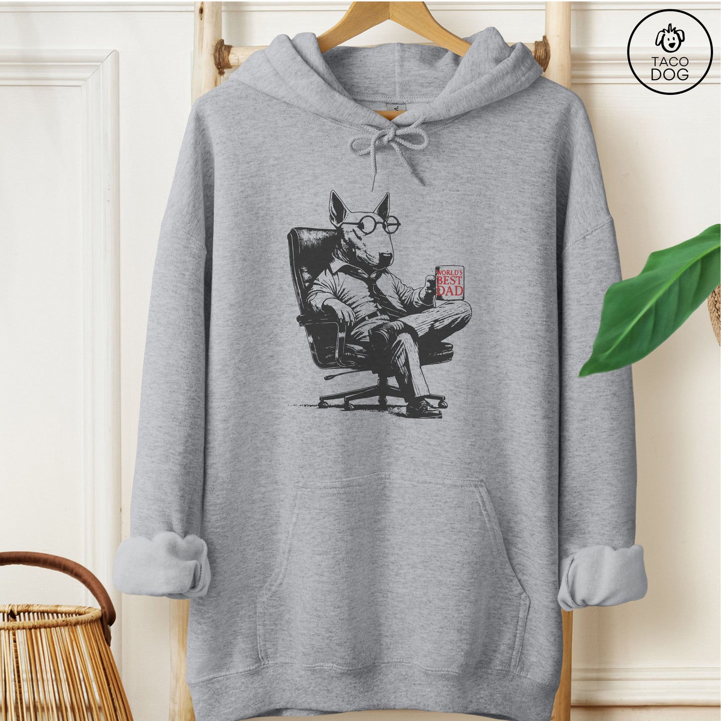 English Bull Terrier Bully World's Best Dad Mug Hoodie Graphite Heather Taco-Dog