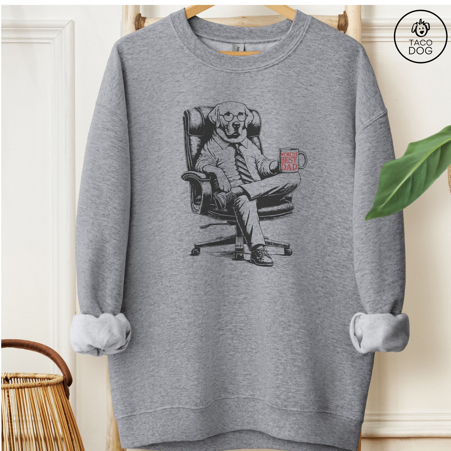Labrador Retriever Lab World's Best Dad Mug Sweatshirt Graphite Heather Taco-Dog