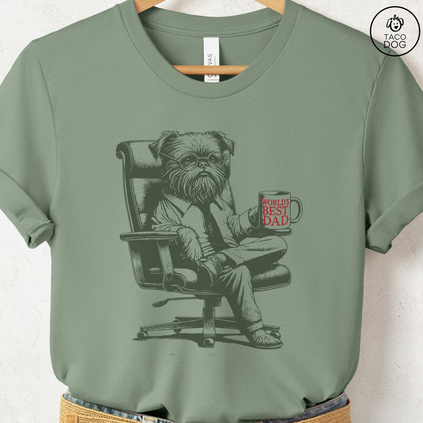 Brussels Griffon Griff World's Best Dad Mug T-Shirt Sage Taco-Dog