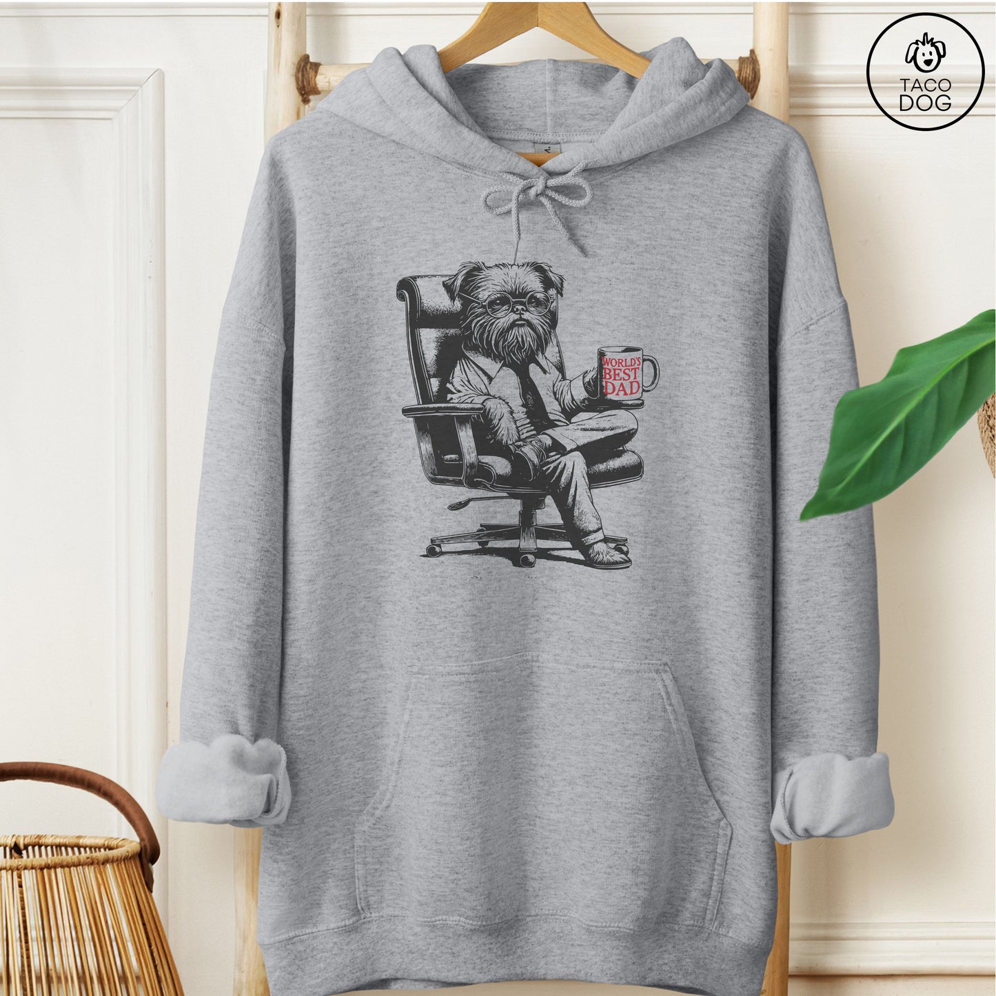 Brussels Griffon Griff World's Best Dad Mug Hoodie Graphite Heather