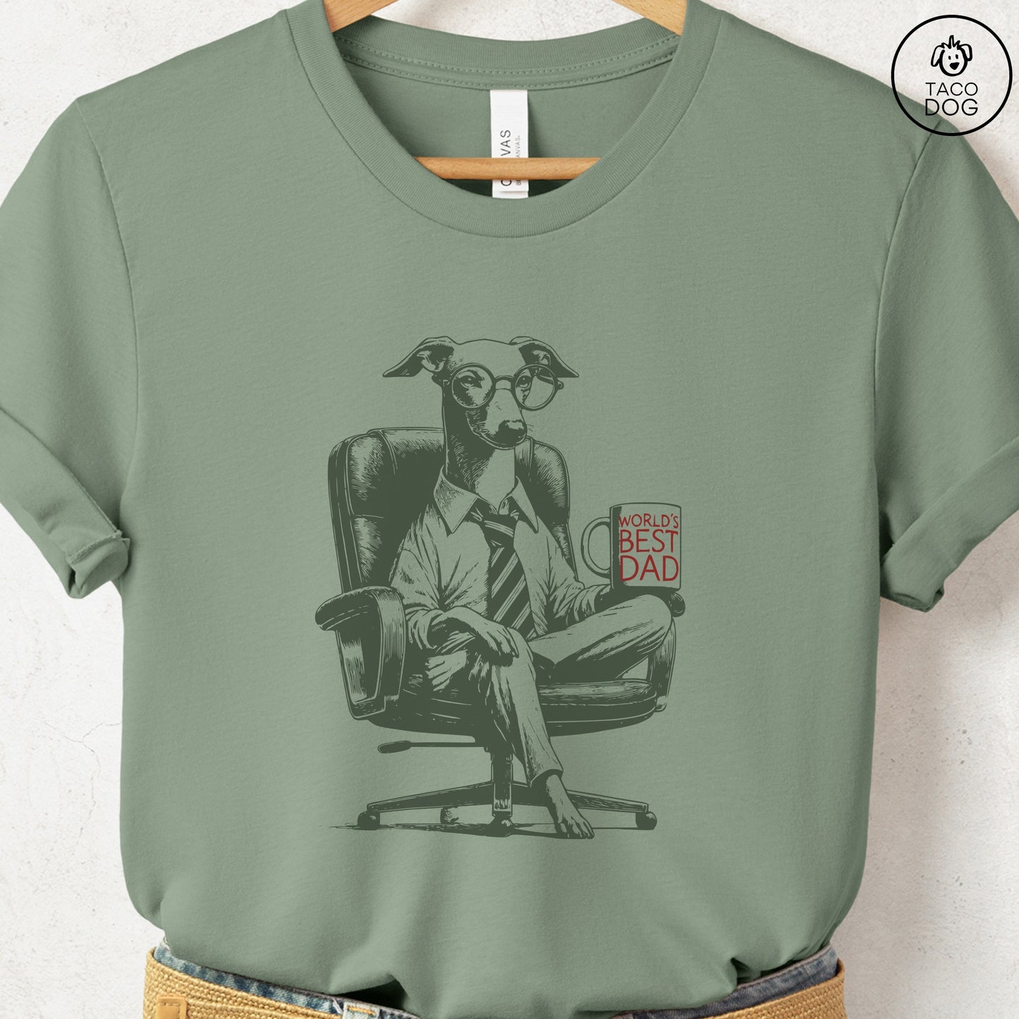 Italian Greyhound Whippet Iggy World's Best Dad Mug T-Shirt Sage Taco-Dog