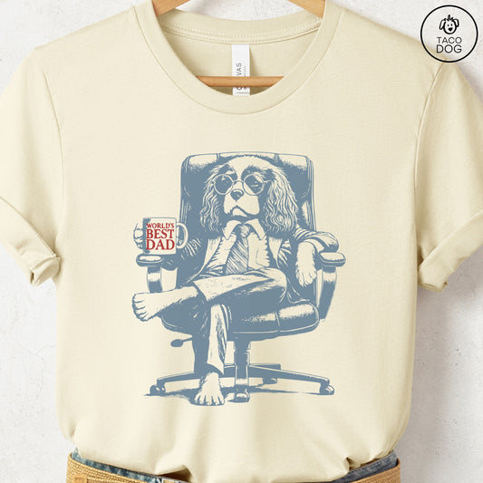 Cavalier King Charles Spaniel World's Best Dad Mug T-Shirt Natural Taco-Dog