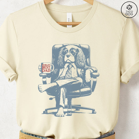 Cavalier King Charles Spaniel World's Best Dad Mug T-Shirt Natural Taco-Dog
