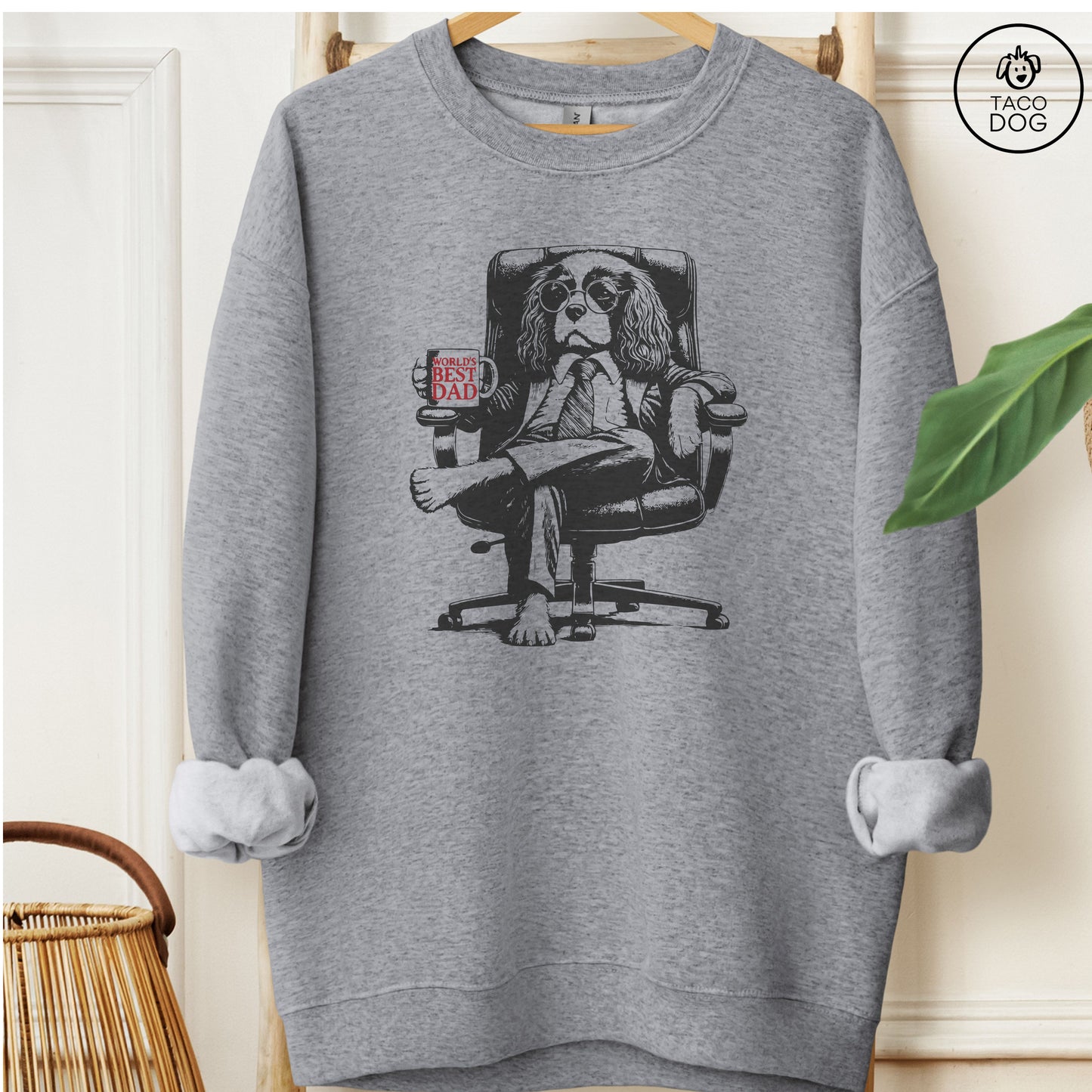 Cavalier King Charles Spaniel World's Best Dad Mug Sweatshirt Graphite Heather