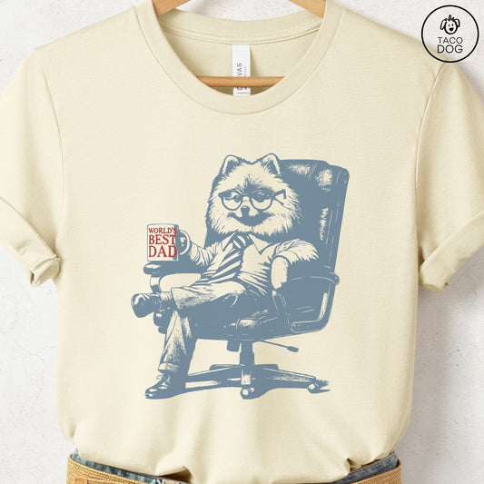 Pomeranian World's Best Dad Mug T-Shirt Natural Taco-Dog