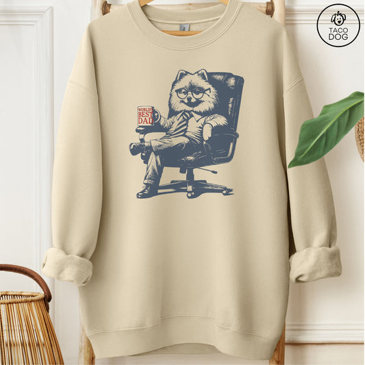 Pomeranian World's Best Dad Mug Sweatshirt Sand Taco-Dog